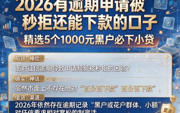 2026有逾期申请被秒拒还能下款的口子,精选5个1000元黑户必下小贷