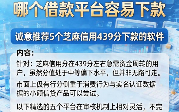 哪个借款平台容易下款，诚意推荐5个芝麻信用439分下款的软件