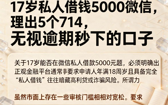 17岁私人借钱5000微信,理出5个714无视逾期秒下的口子
