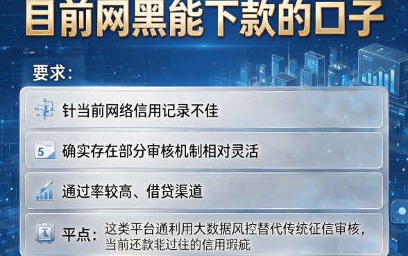 目前网黑能下款的口子,理出5个网贷平台门槛低一点的平台