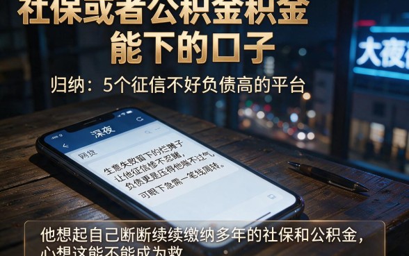 社保或者公积金能下的口子，归纳5个征信不好负债高的平台