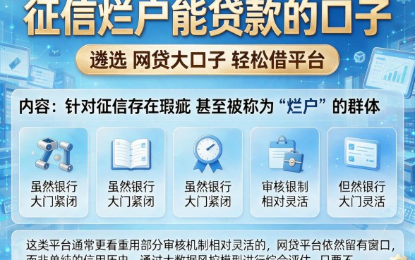 征信烂户能贷款的口子,遴选五个网贷大口子轻松借平台
