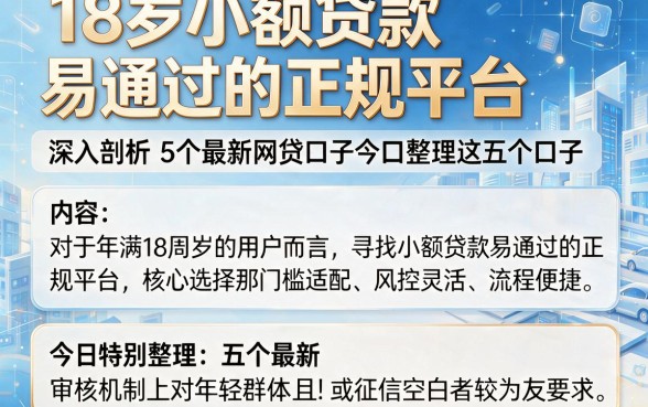 18岁小额贷款易通过的正规平台,深入剖析5个最新网贷口子今日整理这五个口子