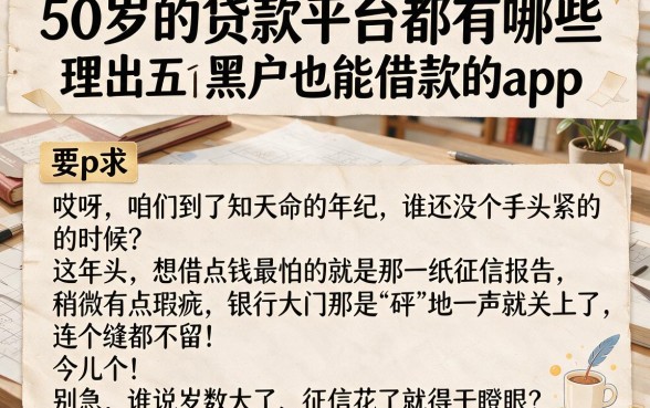 50岁的贷款平台都有哪些,理出五个黑户也能借款的app