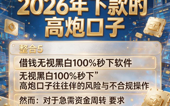 2026年下款的高炮口子,整合5个借钱无视黑白100%秒下软件