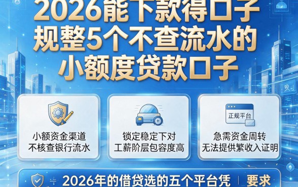 2026能下款得口子,规整5个不查流水的小额度贷款口子