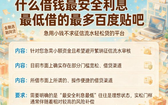 什么借钱最安全利息最低借的最多百度贴吧,遴选五个急用小钱不求征信流水轻松贷的平台