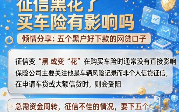 征信黑花了买车险有影响吗，倾情分享五个黑户好下款的网贷口子