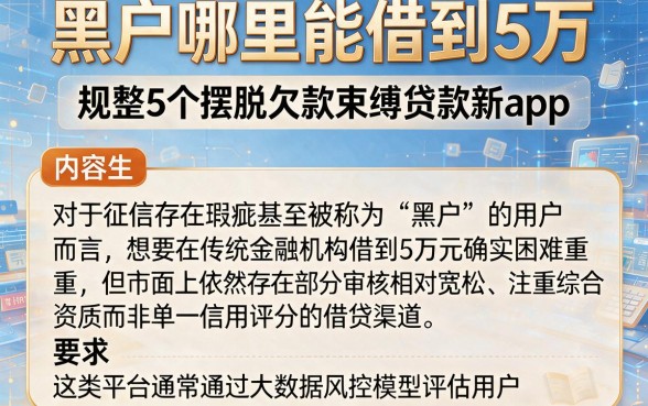 黑户哪里能借到5万，规整5个摆脱欠款束缚贷款新app