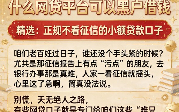 什么网贷平台可以黑户借钱,精选五个正规不看征信的小额贷款口子