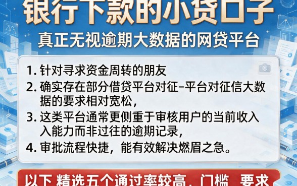 银行下款的小贷口子，详尽说明5个真正无视逾期大数据的网贷平台