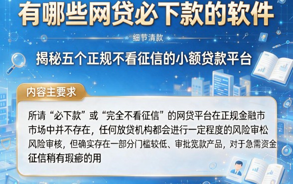 有哪些网贷必下款的软件,揭秘五个正规不看征信的小额贷款平台