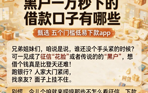黑户一万秒下的借款口子有哪些,甄选五个门槛低易下款app