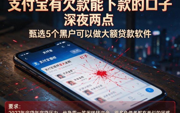 支付宝有欠款能下款的口子,甄选5个黑户可以做大额贷款软件
