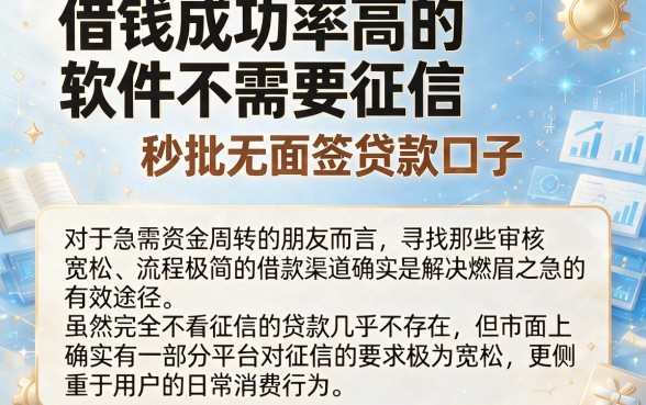 借钱成功率高的软件不需要征信,筛选五个秒批无面签贷款口子