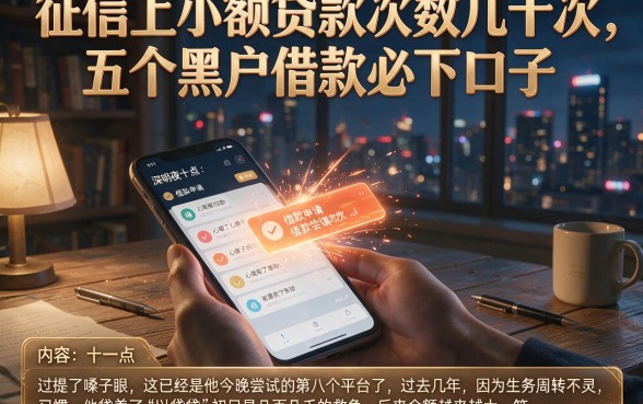 征信上小额贷款次数几十次，概括五个黑户借款必下口子