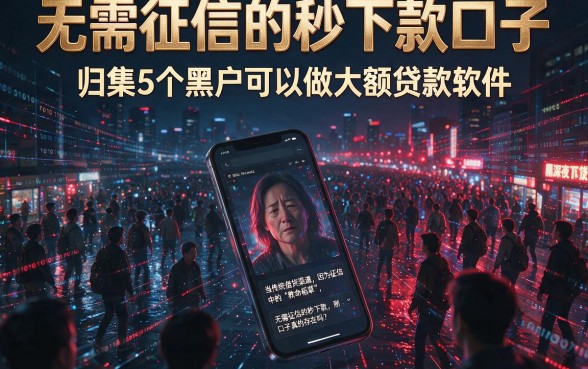 无需征信的秒下款口子,归集5个黑户可以做大额贷款软件