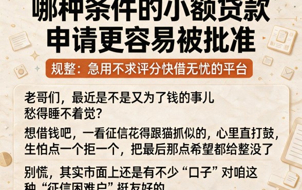 哪种条件的小额贷款申请更容易被批准,规整五个急用不求评分快借无忧的平台