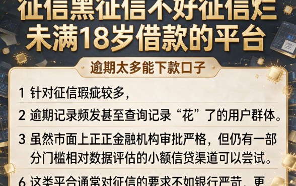 征信黑征信不好征信烂未满18岁借款的平台,详尽说明5个逾期太多能下款口子