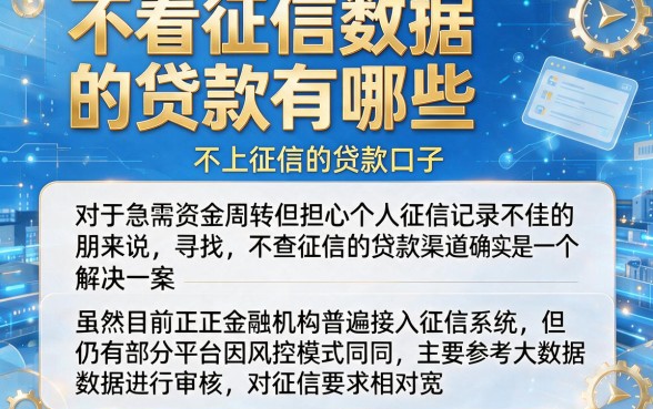 不看征信数据的贷款有哪些，概括5个不上征信的贷款口子