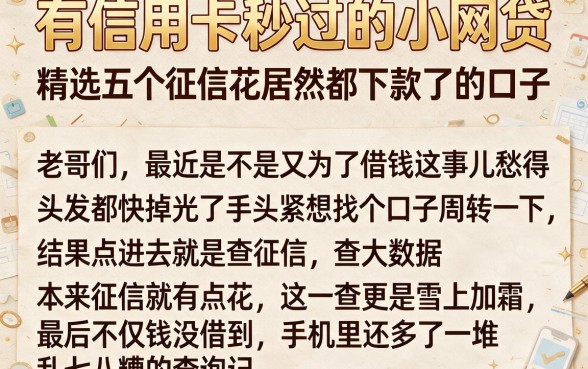 有信用卡秒过的小网贷，精选五个征信花居然都下款了的口子