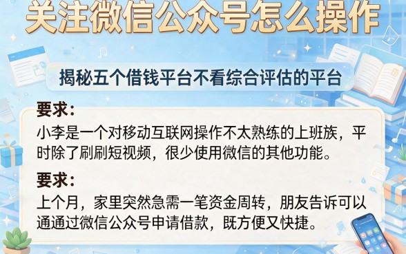 关注微信公众号怎么操作,揭秘五个借钱平台不看综合评估的平台