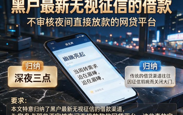 黑户最新无视征信的借款,归纳五个不审核夜间直接放款的网贷平台