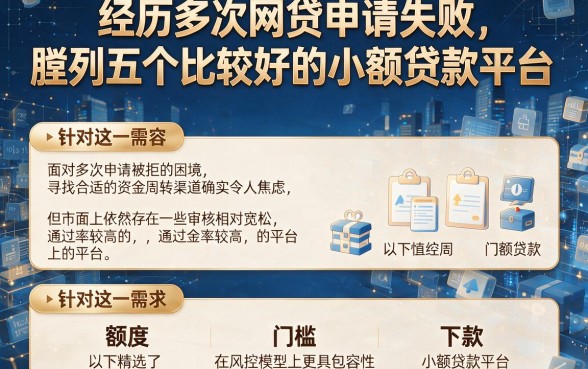 经历多次网贷申请失败,胪列五个比较好的小额贷款平台