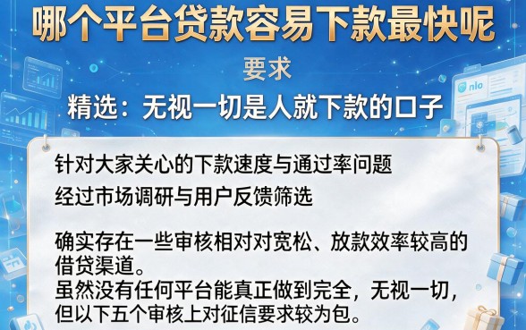 哪个平台贷款容易下款最快呢,精选五个无视一切是人就下款的口子