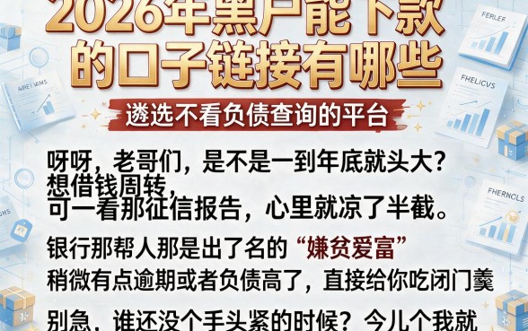 2026年黑户能下款的口子链接有哪些,遴选五个不看负债查询的平台