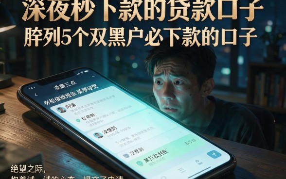 深夜秒下款的贷款口子，胪列5个双黑户必下款的口子