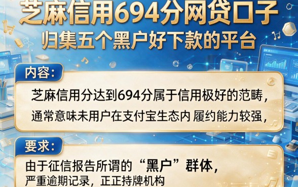 芝麻信用694分网贷口子,归集五个黑户好下款的平台