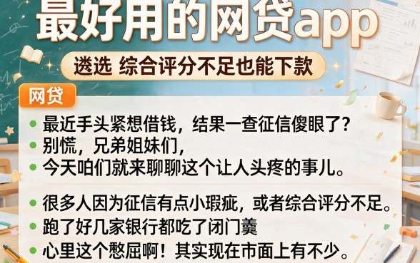 最好用的网贷app,遴选五个综合评分不足也能下款的网贷