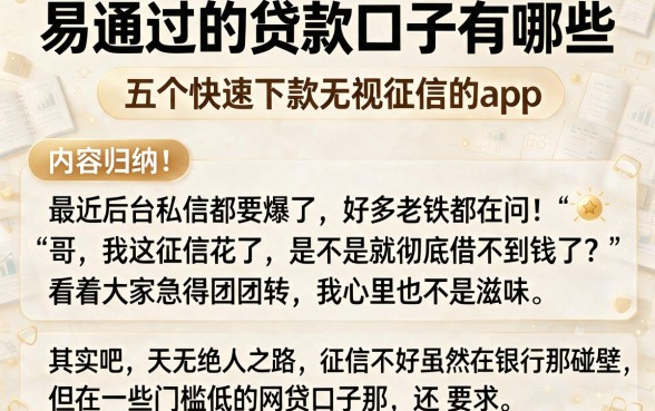 易通过的贷款口子有哪些,归纳五个快速下款无视征信的app