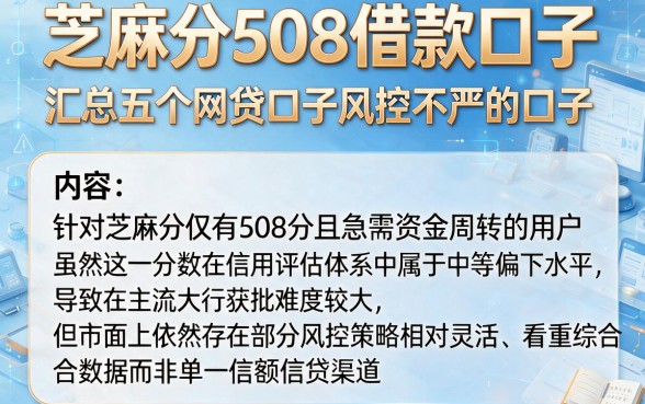 芝麻分508借款口子,汇总五个网贷口子风控不严的口子