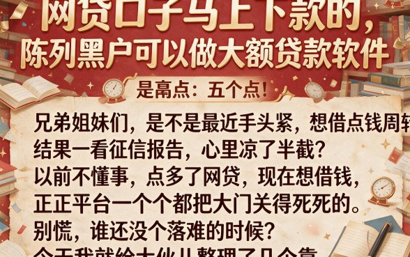 网贷口子马上下款的,陈列五个黑户可以做大额贷款软件