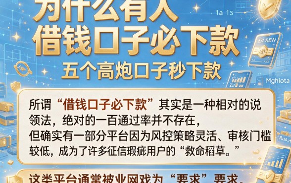 为什么有人借钱口子必下款，梳理五个高炮口子秒下款