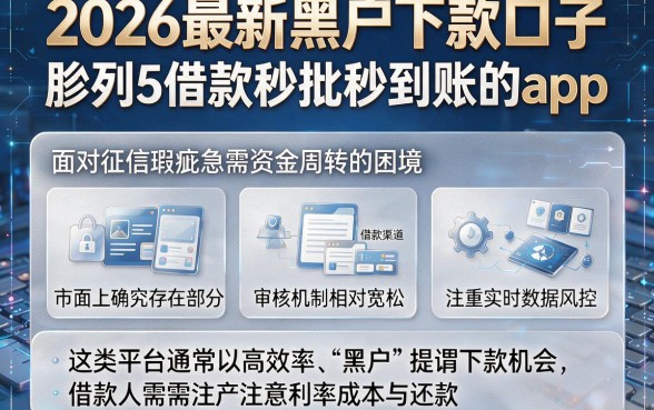 2026最新黑户下款口子,胪列5个借款秒批秒到账的app