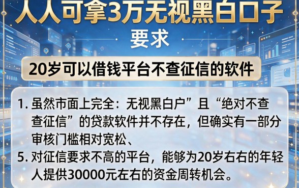 人人可拿3万无视黑白口子,概括5个20岁可以借钱平台不查征信的软件