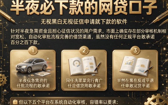 半夜必下款的网贷口子，归纳五个无视黑白无视征信申请就下款的软件