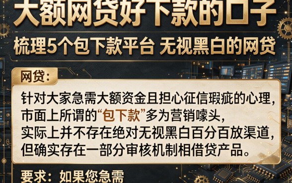 大额网贷好下款的口子,梳理5个包下款平台无视黑白的网贷