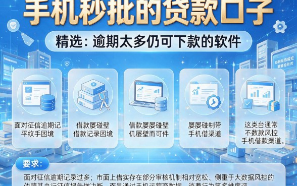 手机秒批的贷款口子，精选五个逾期太多仍可下款的软件