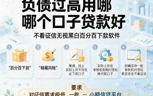 负债过高用哪个口子贷款好，整合五个不看征信无视黑白百分百下款软件