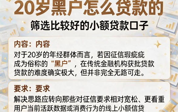 20岁黑户怎么贷款的,筛选五个比较好的小额贷款口子