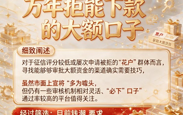 万年拒能下款的大额口子，细致阐述五个黑户成功获取大额贷款的软件