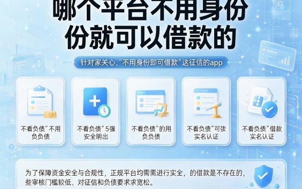 哪个平台不用身份就可以借款的,陈列5个不看负债和征信的app