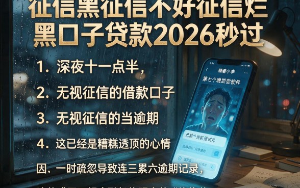 征信黑征信不好征信烂黑口子贷款2026秒过,概括五个无视当前逾期无视征信的借款口子