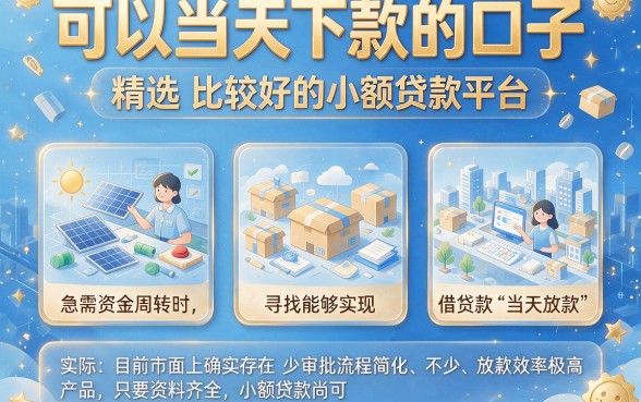 可以当天下款的口子,精选五个比较好的小额贷款平台