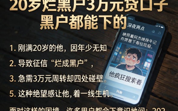 20岁烂黑户3万元贷口子，条列5个黑户都能下的软件