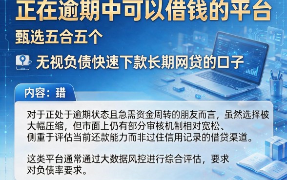 正在逾期中可以借钱的平台,甄选五个无视负债快速下款长期网贷的口子